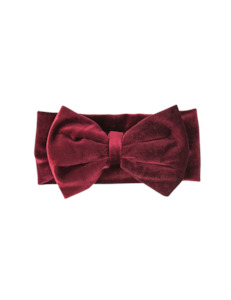 Oversized Bow Velour Baby Headband - Cherry Red
