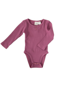 Bodysuits: Willow Long Sleeve Cotton Bodysuit - Wisteria