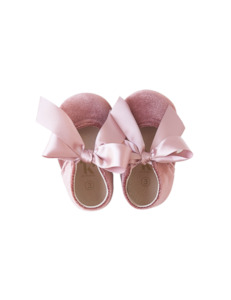 0 3 Months 000: Victoria Velvet Mary Janes - Vintage Rose