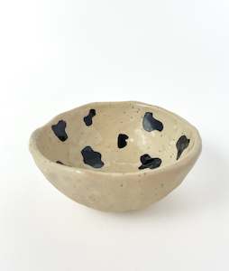 Mooo on Speckled Stoneware Pinch Bowl