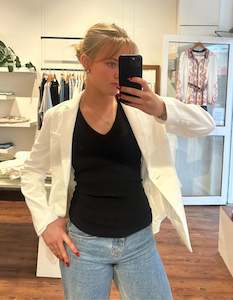 JACKETS: Bronn Tailored Blazer in White Cotton