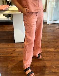 Sale Bottoms: Haven Drawstring Waist Pants in Terracotta Linen