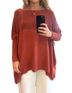 Jumpers And Cardigans: Willow Cotton Knit Jumper in Burnt Orange