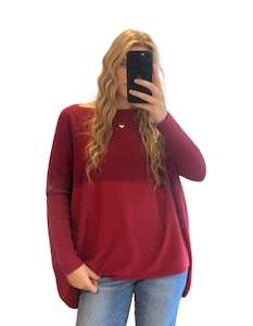 Jumpers And Cardigans: Willow Cotton Knit Jumper in Wine Red