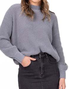 Jumpers And Cardigans: Sydney Crew Neck Brushed Knit Jumper in Grey