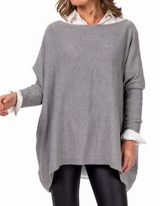 Jumpers And Cardigans: Willow Cotton Knit Jumper in Grey