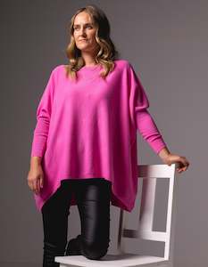 Jumpers And Cardigans: Willow Cotton Knit Jumper in Hot Pink