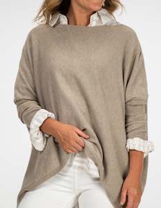 Willow Jumper: Willow Cotton Knit Jumper in Taupe