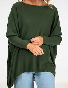 Willow Jumper: Willow Cotton Knit Jumper in Khaki