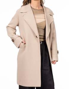 Clothing: Amos Press Button Knit Coatigan in Beige