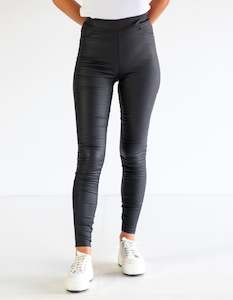 Marci Stretch Pants in Black Leatherette