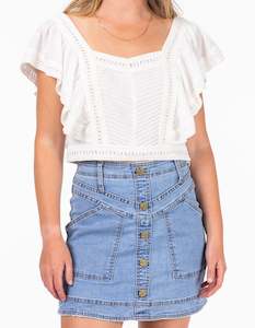 Sale Skirts 1: Milan Button Front Mini Skirt in Blue Denim