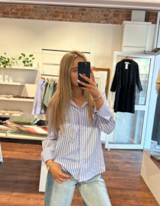 New Arrivals: Carrie Button-Up Shirt in Blue Stripe