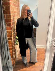 Clothing: Ash Coatigan with Fabric Waist Tie in Black