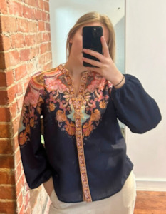 New Arrivals: Khloe Button-Down Blouse in Midnight Bloom