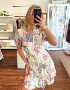 Maci V Neck Short Sleeve Dress in Multi Print