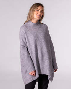 Jumpers And Cardigans: Kenzie Oversize Knit Jumper in Grey