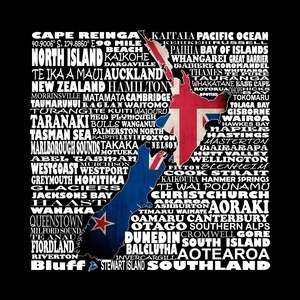 Cushions: CUC4 NZ MAP CUSHION WITH COLOUR