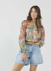 Drama The Label: Drama The Label Apache Blouse Patch Print