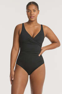 Womens Swimwear: Sea Level Cross Front Multifit One Piece Black
