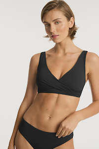 Sea Level Cross Front Multifit Bra Top Black