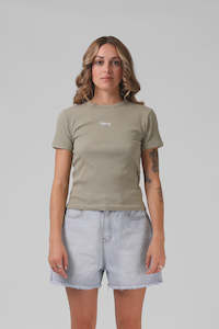 Rpm Mfg Co: RPM MFG CO. Heart Ribbed Tee Light Olive