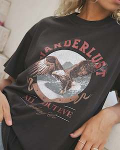 Tanks Tees: All About Eve Wanderlust Oversized Tee Washed Black