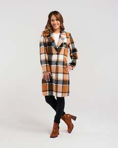 Womens Outerwear: Zafina Felix Coat Orange Plaid