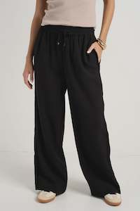 All Bottoms: Stories Be Told Townie Velvet Stripe Wide Leg Pant Onyx
