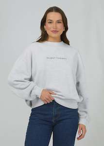 Sweaters: Silent Theory Logo Crew Snow