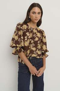 Jack Ivy: Ivy + Jack Candid Floral Top Chocolate