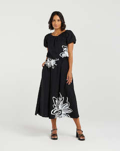 Et Alia Daisy Skirt Black Bloom