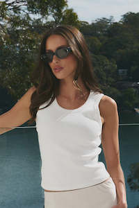 Tanks Tees: Re:Union Cobble Rib Cutaway Tank Ivory