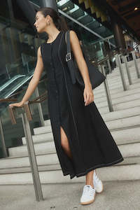 Best Sellers: Re:Union Guide Black Contrast Stitch Maxi Vest Dress