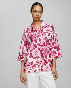 Moss Copenhagen: MSCH Edrina 3/4 Shirt Red Rose Flower