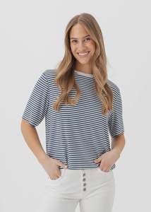 MSCH Jana Tee Stripe White/Oceana