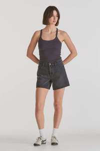 Lee Mid Straight Denim Short Smoked Black