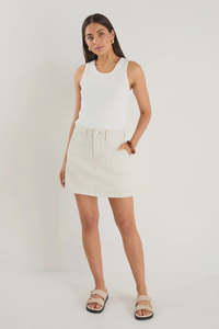 Ivy + Jack Orchard Ecru Denim Pocket Front Mini Skirt