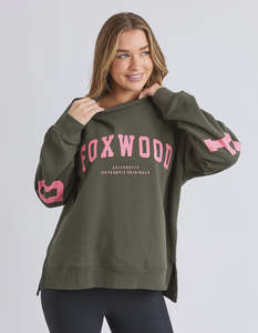 Sweaters: Foxwood Interval Crew Dark Khaki/Coral
