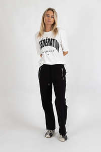 Federation: Federation Loose Leg Escape Trackies Black/Silver