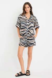 Among The Brave Elaborate Chocolate Zebra Pull on Shorts
