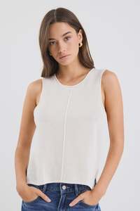 Among The Brave: Among The Brave Nomad Ivory Lightweight Knit Tank Top
