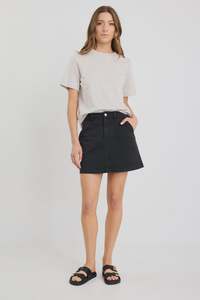 Ivy + Jack Orchard Washed Black Pocket Front Denim Mini Skirt