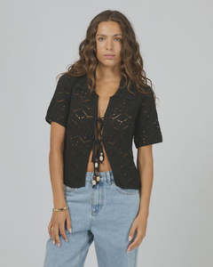 Silent Theory Nina Crochet Top Black