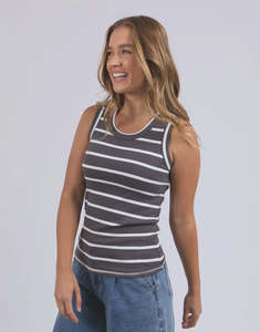 Foxwood: Foxwood Iris Stripe Tank Charcoal