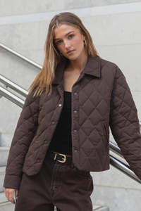 Among The Brave Absolute Chocolate Collared Quilted Jacket