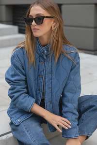 Womens Outerwear: Stories Be Told Apex Storm Blue Denim Jacket