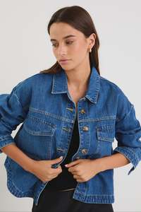 Among The Brave Echo Storm Blue Patch Denim Jacket
