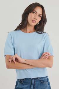 Knitwear: Stories Be Told Edition Sky Blue Crewneck Cashmere Blend Knit Tee