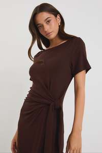 Among The Brave Vortex Chocolate Jersey Tie Wasit T-Shirt Dress